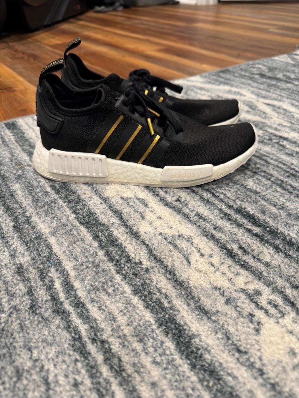 adidas Women's Black with Gold Accent NMD R1 Sneakers